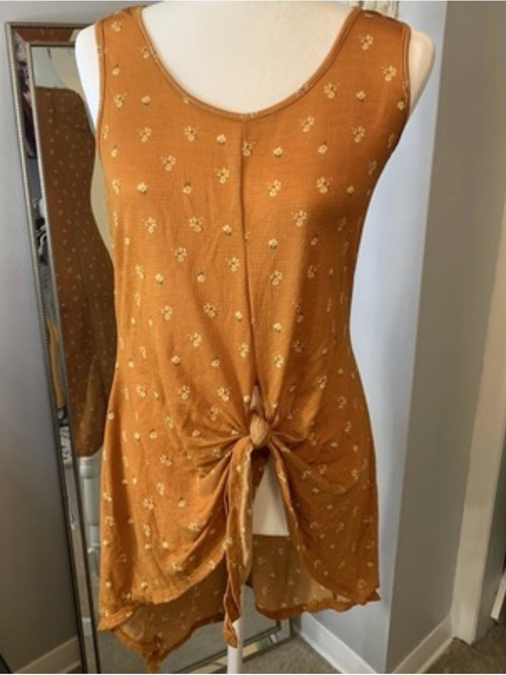 Liberty Love Mustard Floral Tie-Front Tank